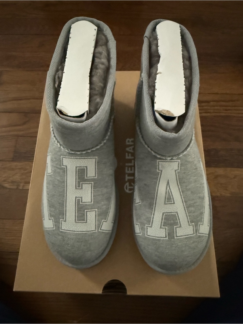 UGG Kids Light Gray Fleece-Lined Slip-On Slippers
